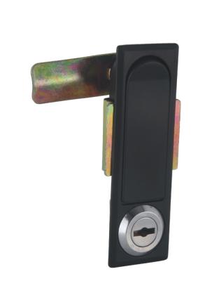China Cerradura de puerta de gabinete con recubrimiento de polvo negro Cerradura de manija de puerta de garaje plana para caja de herramientas en venta