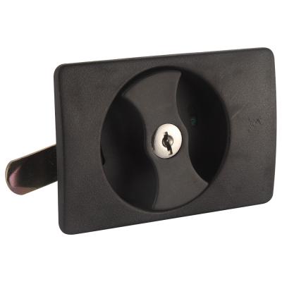 China Cerradura de bloqueo de leva con perilla negra Panel PA Cerradura de puerta Cilindro niquelado en venta