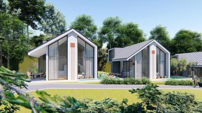 China Prefab Light Steel Frame House Hotel Unit Optimal Integration With Landscape for sale