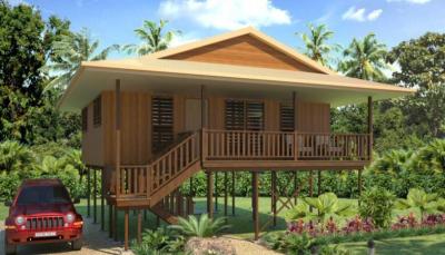 China Hot-Sale Prefab Light Steel Structure  Holidays Thailand Wooden House Bungalow With 3 Bedrooms for sale