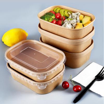 China BRC 1100ml 1300ml Kraft Paper Meal Box Oval Rectangle Thickened Takeaway Paper Bowl for sale