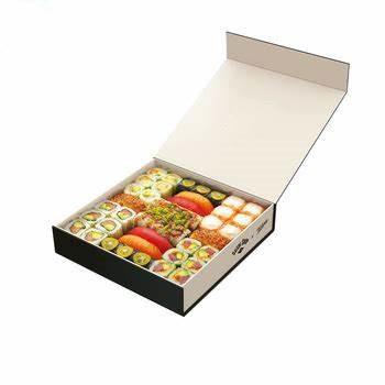 China ISO9001 Lamination Varnish Sushi Takeaway Boxes for sale