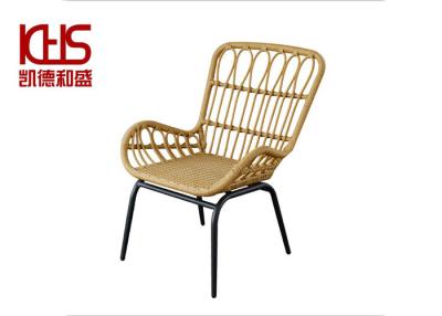 中国 Yellow Sunscreen Outdoor Dining Room Furniture Plastic Rattan Weave Dining Chair 販売のため