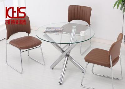 Chine Luxury Customized Modern Kitchen Dining Tables Ivory White Glass Topped End Tables à vendre