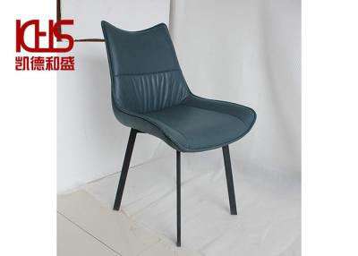 China European Hotel Dark Green Leather Dining Chairs Luxury Quilted Leather Dining Chair en venta