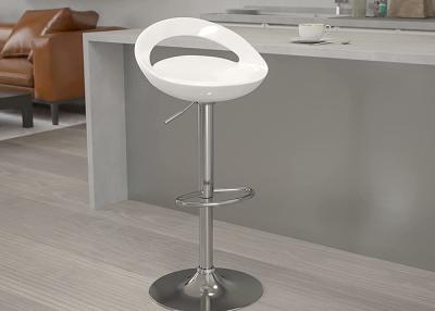 China Chrome Base 42*46mm Counter Height Bar Stools White ABS Plastic Hotel High Chair for sale