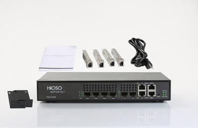 China Full Gigabit 4 Pon Ports HiOSO EPON OLT Optical Line Terminal FTTH 2 SFP 2TP Pizza Box for sale