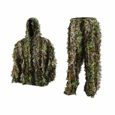China Polyester Woodland Camouflage Ghillie Suit Outdoor Snap 3D Leaf Suits for sale