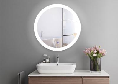 China Customized Round Silver Wall Mirror , Hotel Wall Mounted Illuminated Mirror for sale