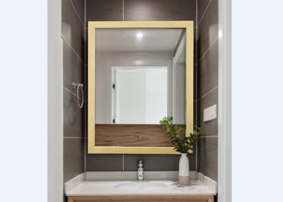 China Environmental Protection Framed Bathroom Mirrors / Wood Color PS Framed Mirror for sale