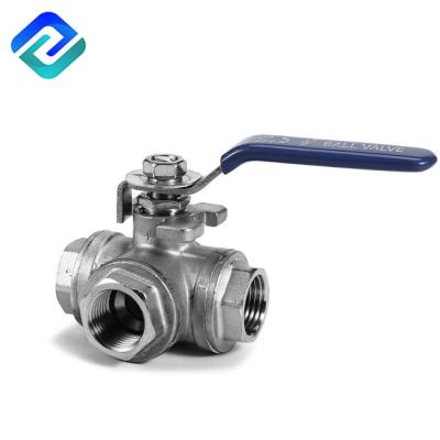 China Food Grade 316 SS Three Way Ball Valve 1 Inch 3 Way Stainless Steel Ball Valve for sale