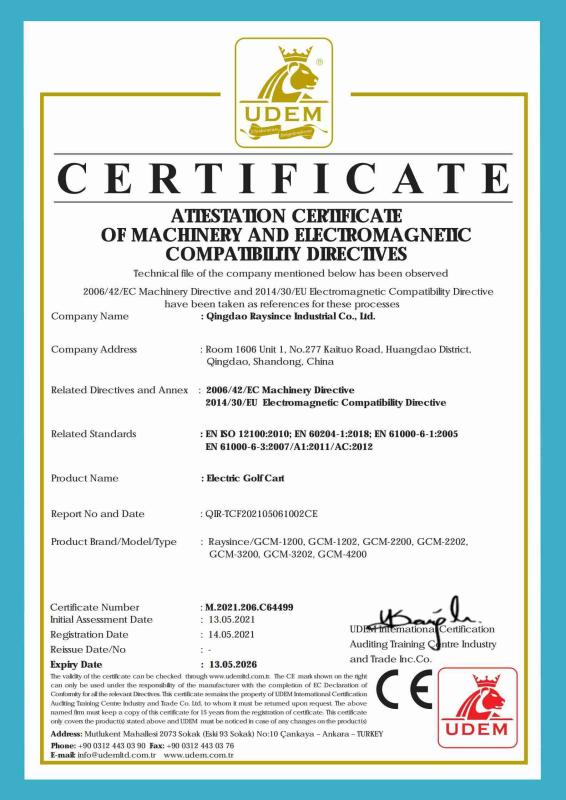 CE Certificate - Qingdao Raysince Industrial Co., Ltd.