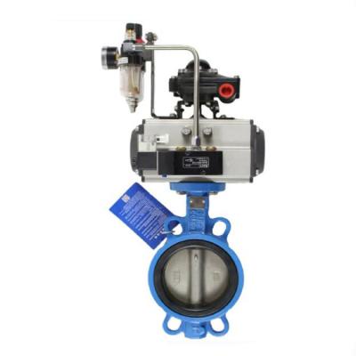 China Double Soft Seat Wafer Butterfly Valve 15kg With Pneumatic Actuator for sale