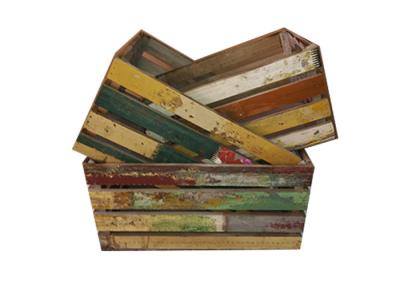 China Caixa de madeira recuperada do grupo 3 decorativos de 49x35x25cm à venda