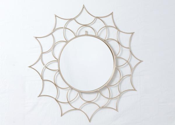 Quality Living Room Rose Gold Floral Metal Wall Art Mirror for sale