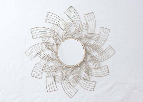 Quality Modern Bedroom Rose Gold Floral Metal Wall Art Mirror for sale