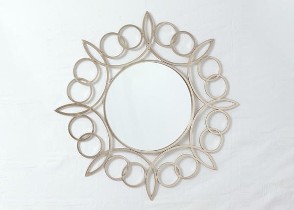 Quality Modern Bedroom Rose Gold Floral Metal Wall Art Mirror for sale