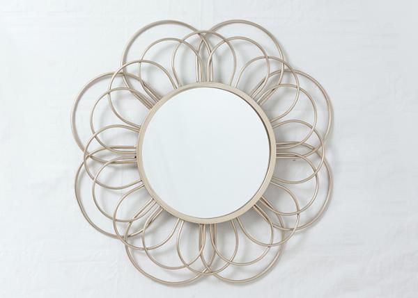 Quality Modern Bedroom Rose Gold Floral Metal Wall Art Mirror for sale