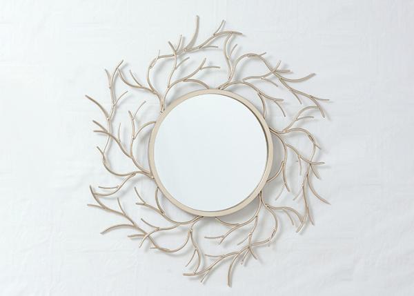 Quality Modern Bedroom Rose Gold Floral Metal Wall Art Mirror for sale