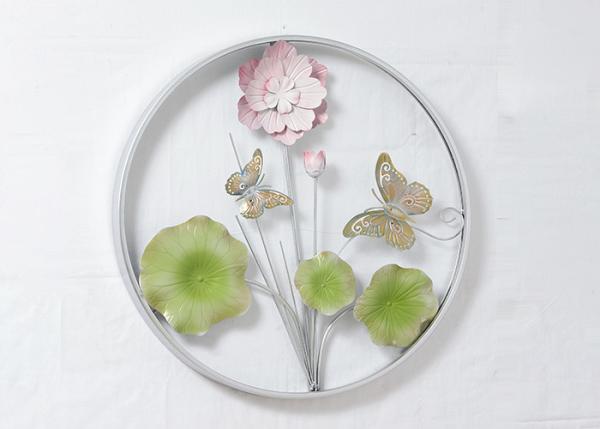 Quality Round Frame Fish And Flower Design Metal Wall Decoration For Home for sale