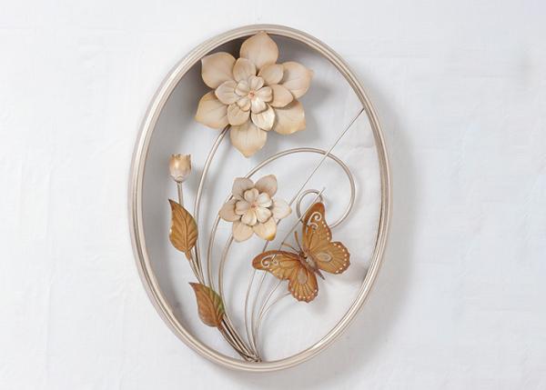 Quality Modern Home Oval Frame Iron Silver Flower Wall Decor for sale