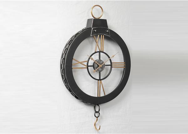 Quality Industrial 3D Ring Hanging Oversized Black Metal Wall Clock for sale
