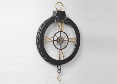 China Industrial 3D Ring Hanging Oversized Black Metal Wall Clock for sale