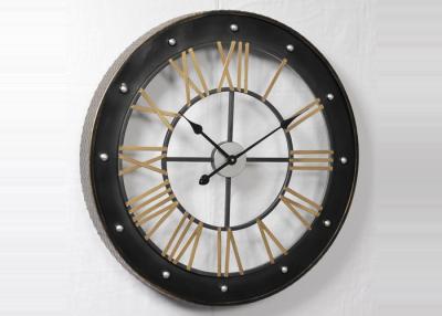 China Vintage Wrought Circular 3D Retro Metal Wall Clock for sale