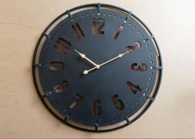 China Home Decor Black Round Hollow Carved Wall Clock for sale
