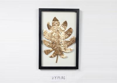 China Metal Gold Leaves Black Rectangle Wooden Frame Wall Art Decoration For Home Gallery Hotel for sale