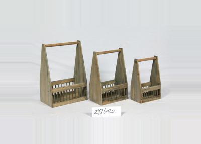 China 3 Sets Hand Made Bamboo Vintage Wooden Crate Basket for sale