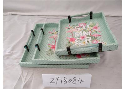 China Floral Square Rectangle 67X5.5X86cm Wooden Food Tray for sale