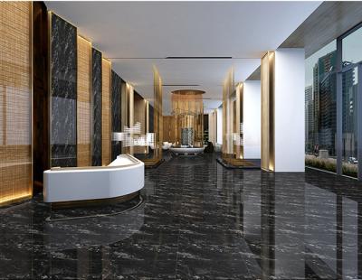 China Chapas de piso de porcelana brilhante e borbulhante preto de camada dupla 600*600 mm à venda