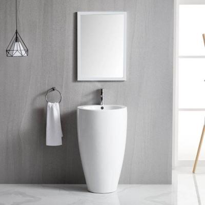 China Ceramic Bathroom Sanitary Ware Pedestal Basin Cylindrical Freestanding Sink for sale