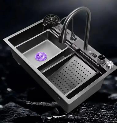 China 304 Stainless Steel Utility Sink Digital Waterfall Kitchen Sink for sale
