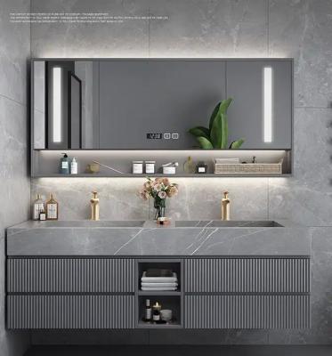 China Modern Bathroom Vanity Sink Cabinet Solid Wood Furniture Double Cabinet for sale