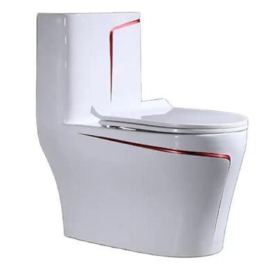 Chine Appareils sanitaires toilettes de salle de bain en une pièce bouton manuel en céramique blanche à vendre