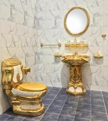 China Golden Hotel Badezimmer Sanitärwaren mit Sockel Waschbecken Wand gehängte Toilette zu verkaufen