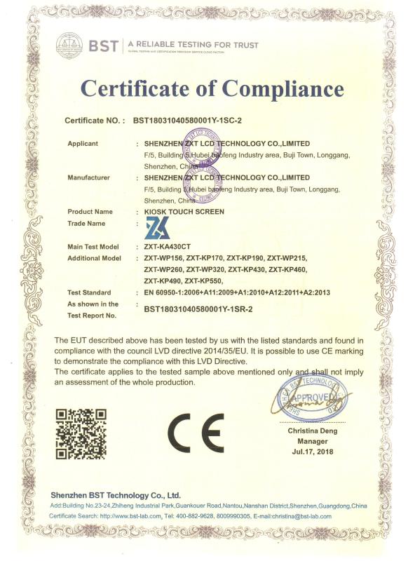 CE - Shenzhen ZXT LCD Technology Co., Ltd.