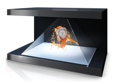 China Inverted Triangle Pyramid 3D Holographic Display Android 270 Degree Long Lifetime for sale