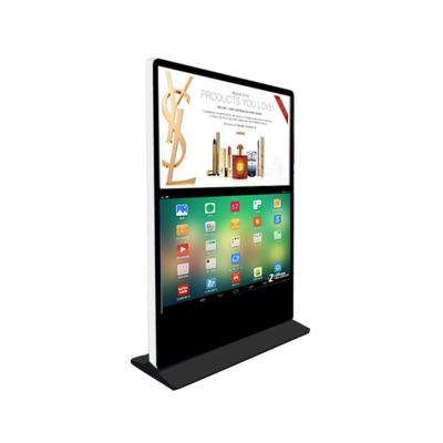 China 65 Inch Dual Lcd Screen Kiosk, Ready Stock Digital Signage Touch Screen Kiosk Floor Stand Information Station for sale