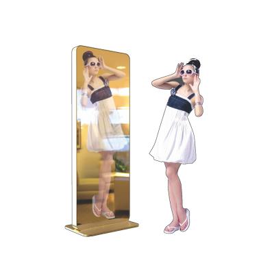 China Indoor Standing Digital Signage Kiosk LCD Magic Advertising Smart Touchscreen Mirror Kiosk for sale