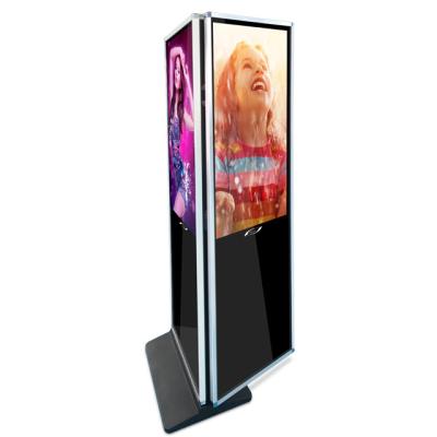 China 43 Inch 1080P Touch Screen Kiosk Monitor Floor Standing Dual Screen PC Kiosk With IR Touch for sale