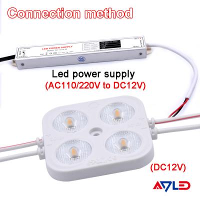 China Modulo de inyección LED de 12V 4W para publicidad exterior SMD 2835 cuadrado 4 LED de alta calidad en venta