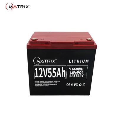 China 12V 55Ah Lithium Iron Phosphate Battery Deep Cycle Matrix Brand Batteries for sale