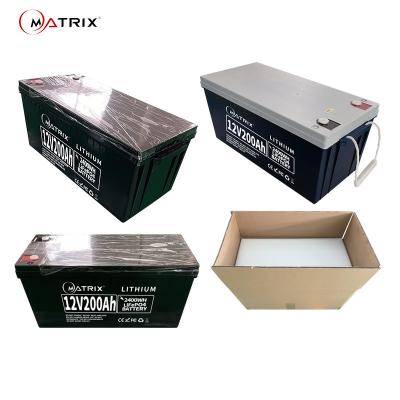China Matrix 12v 200Ah Lifepo4 4s2p Deep Cycle Solar Battery ABS Shell for sale