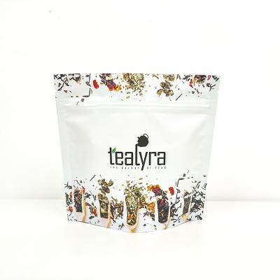 China Custom Printed Resealable Tea Packing Bags Mylar Stand Up Pouch With Zipper for sale