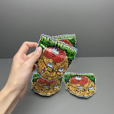 China Holographic Mylar Packaging Bags 3.5g Child Resistant Die Cut Mylar Bags Custom Printed for sale
