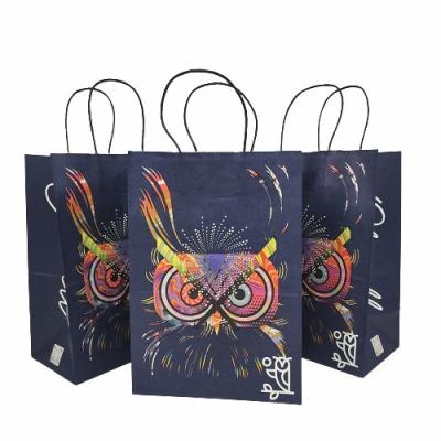 China Kraft Paper Flat Bottom Shopping Bag CBD Flower Packaging With Ring Handle for sale