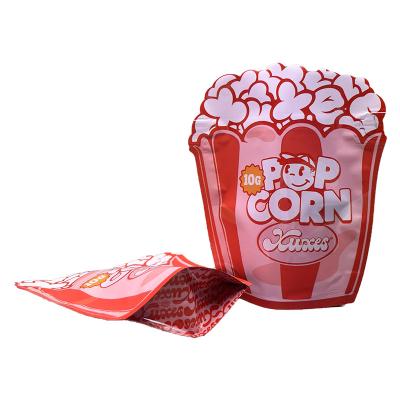 China Weed Custom Shape Die Cut Mylar Bags PET Film Popcorn Shape Pouch for sale